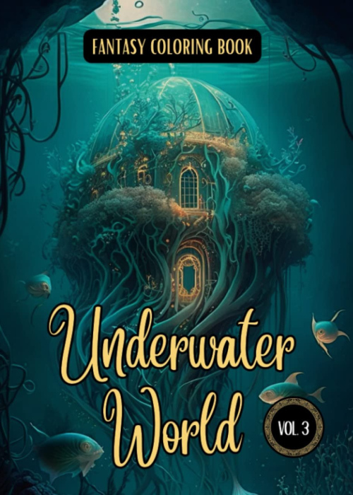 Fantasy Coloring Book Underwater World Vol. 3: For Adults and Teens | Black Line and Grayscale Underwater Scenes for Relaxation and Stress Relief