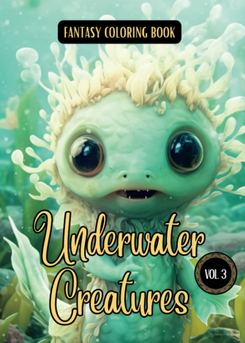 Fantasy Coloring Book Underwater Creatures Vol. 3: For Adults and Teens | Black Line and Grayscale Images of Mystical Creatures for Relaxation and Stress Relief 