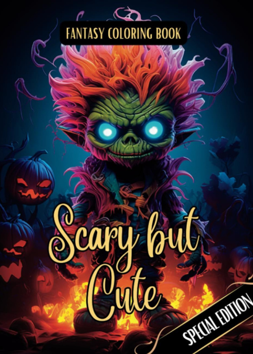 Fantasy Coloring Book Scary but Cute Special Edition: Halloween Coloring Pages of Sweet and Creepy Monsters | For Adults and Teens