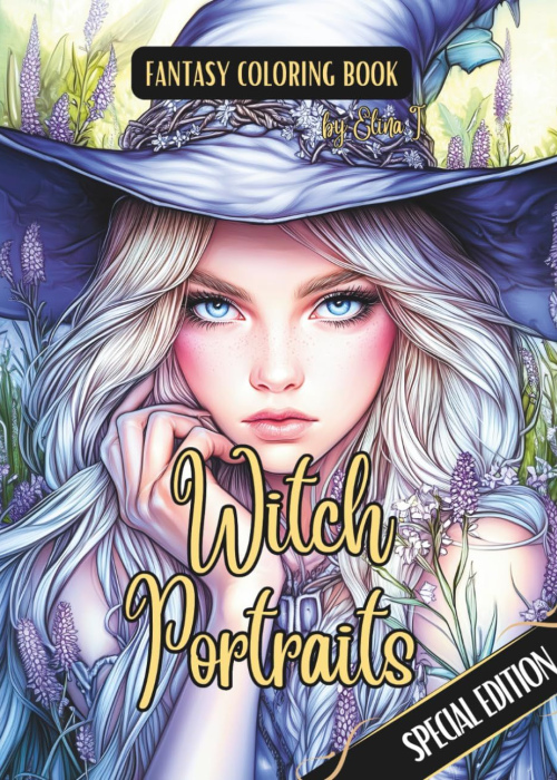 Fantasy Coloring Book Witch Portraits Special Edition: For Adults and Teens | Black Line and Grayscale Portraits of Beautiful Witches