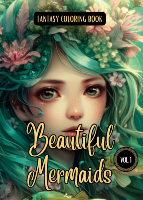 Fantasy Coloring Book Beautiful Mermaids Vol. 1: For Adults and Teens | Black Line and Grayscale Mermaid Images for Relaxation and Stress Relief