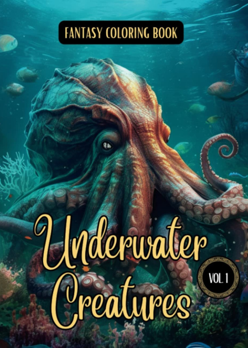 Fantasy Coloring Book Underwater Creatures Vol. 1: For Adults and Teens | Black Line and Grayscale Images of Mystical Creatures for Relaxation and Stress Relief