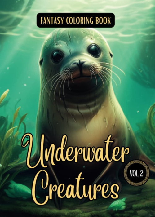 Fantasy Coloring Book Underwater Creatures Vol. 2: For Adults and Teens | Black Line and Grayscale Images of Mystical Creatures for Relaxation and Stress Relief